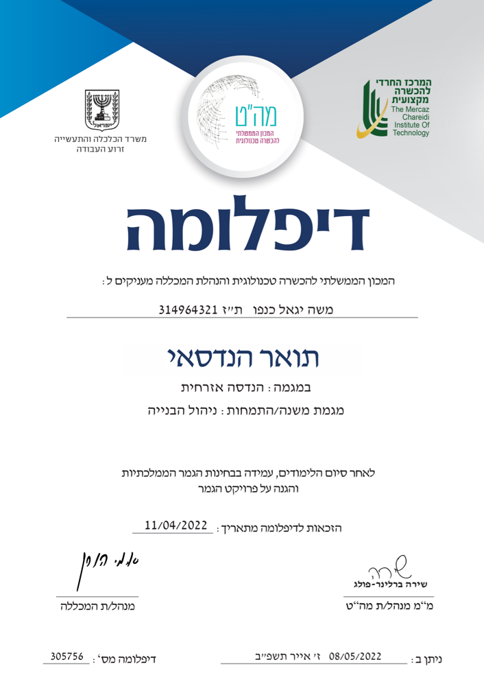 תעודת הנדסאי בניין